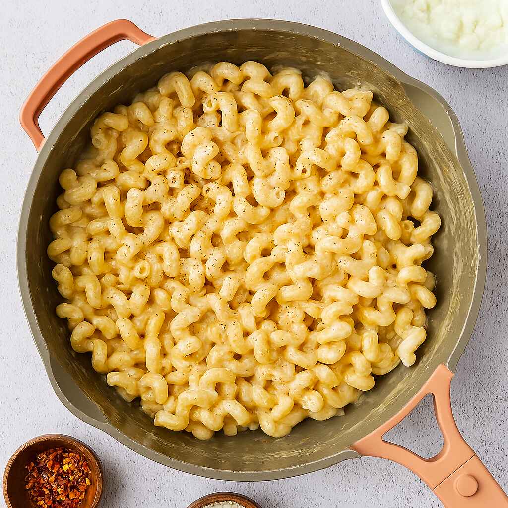 Creamy Cottage Cheese Mac and Cheese in Skillet