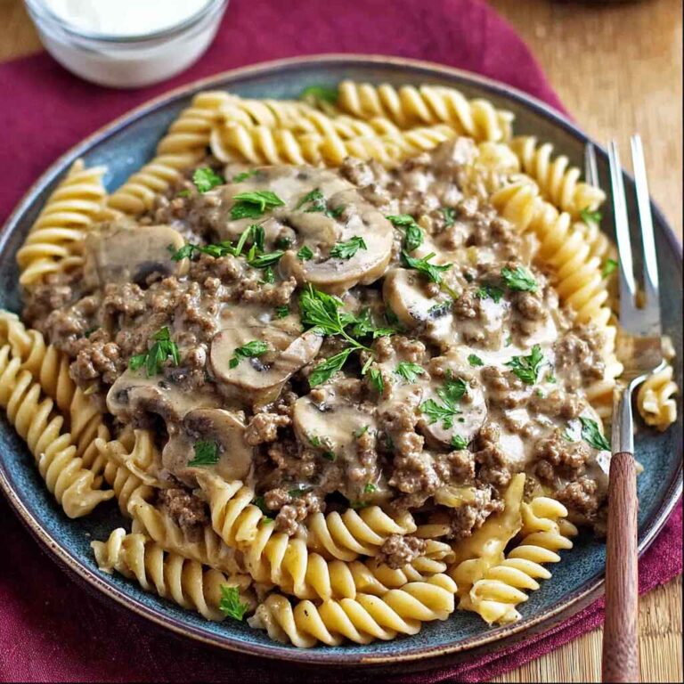 One Pot Ground Beef Stroganoff