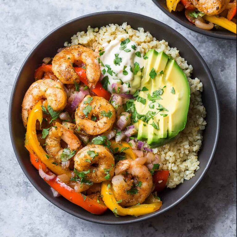 Shrimp fajita bowl