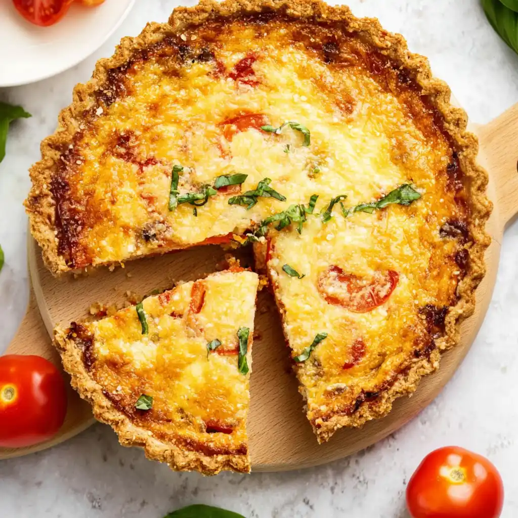 Delicious Southern Tomato Pie with fresh tomatoes and herbs