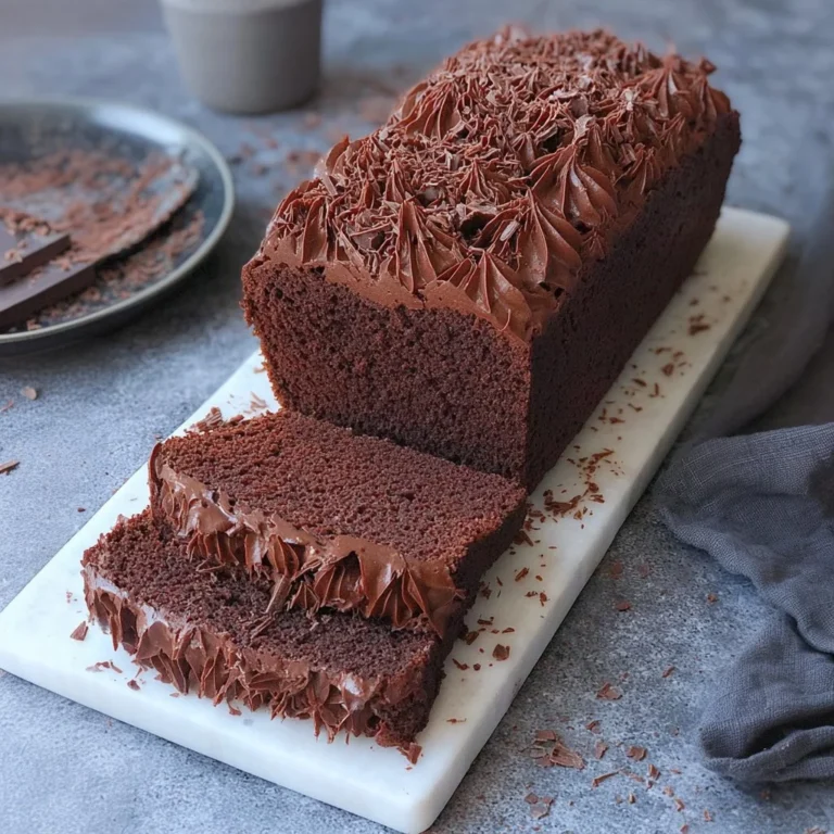 Delicious homemade Chocolate Loaf Cake sliced on a wooden board