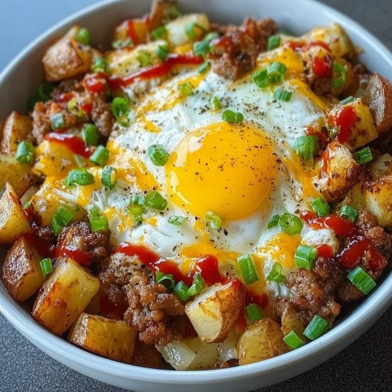 Hearty sausage and potato breakfast bowls ready to be enjoyed