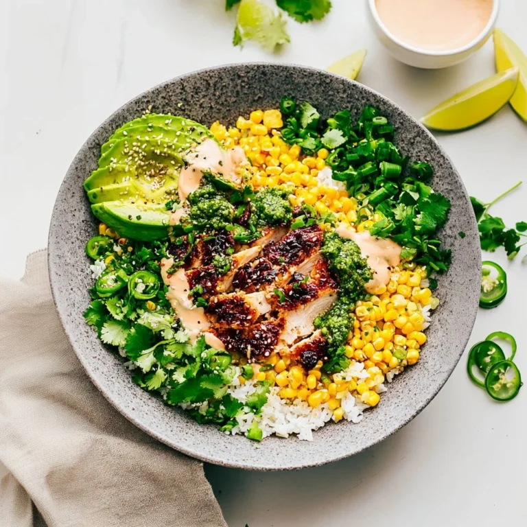 Delicious Street Corn Chicken Rice Bowl with fresh ingredients.