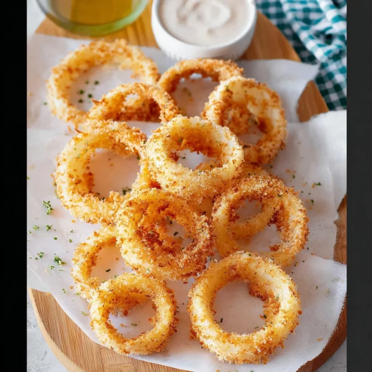 Crispy air fryer onion rings served on a plate