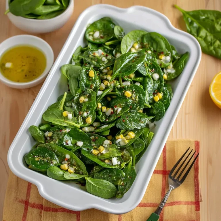 Fresh Baby Spinach Salad with Lemon Dijon Dressing and colorful vegetables