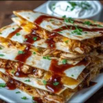 Delicious BBQ chicken quesadillas with crispy edges and melted cheese