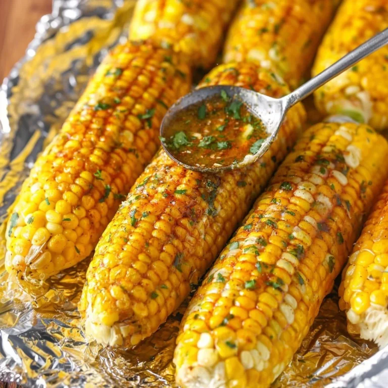 Cajun Grilled Corn on a barbecue grill with spices and herbs