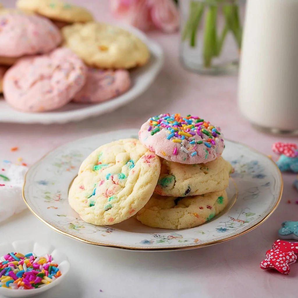 Delicious homemade cake mix cookies on a cooling rack.