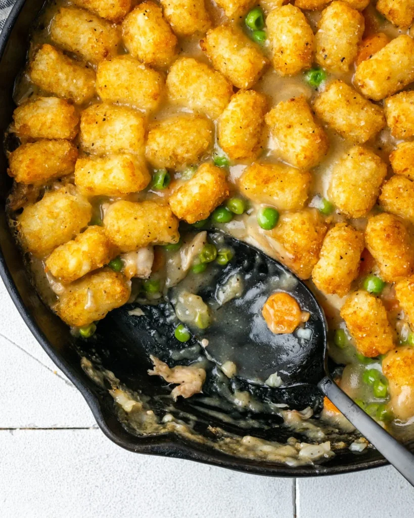 Delicious Chicken Tater Tot Casserole with crispy tots and savory chicken