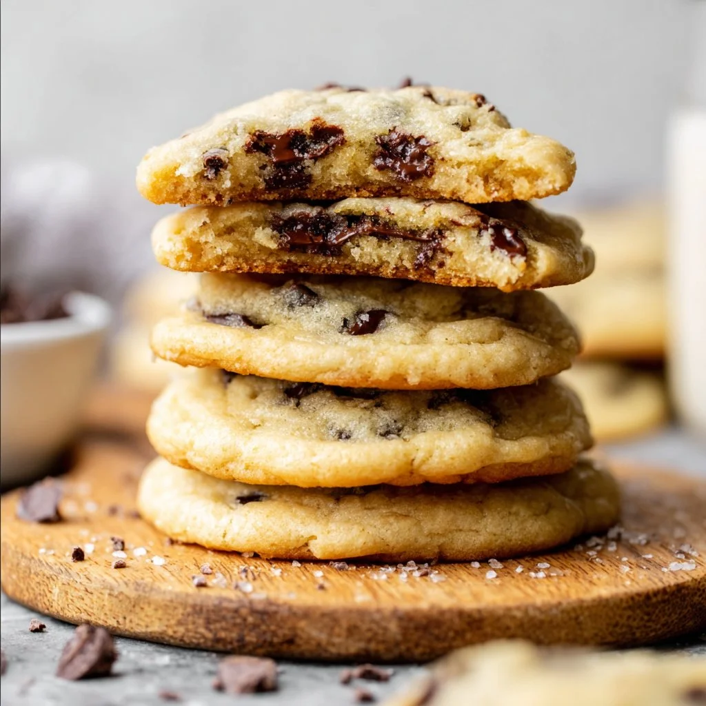 Delicious chocolate chip cookies without brown sugar on a baking tray