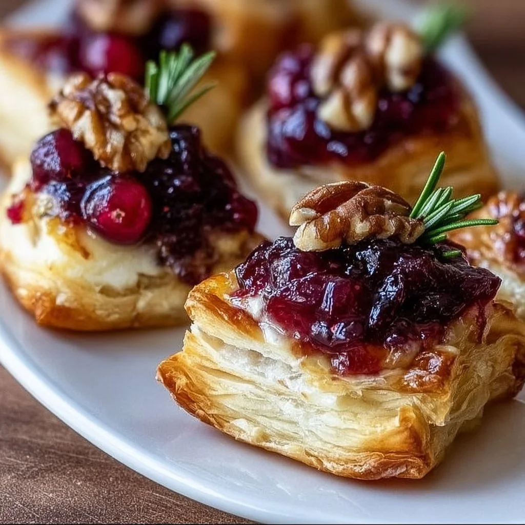 Delicious homemade Cranberry Brie Bites on a serving platter