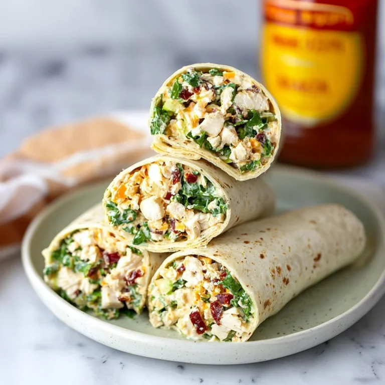 A plate of delicious chicken salad wraps with fresh ingredients and vibrant colors.