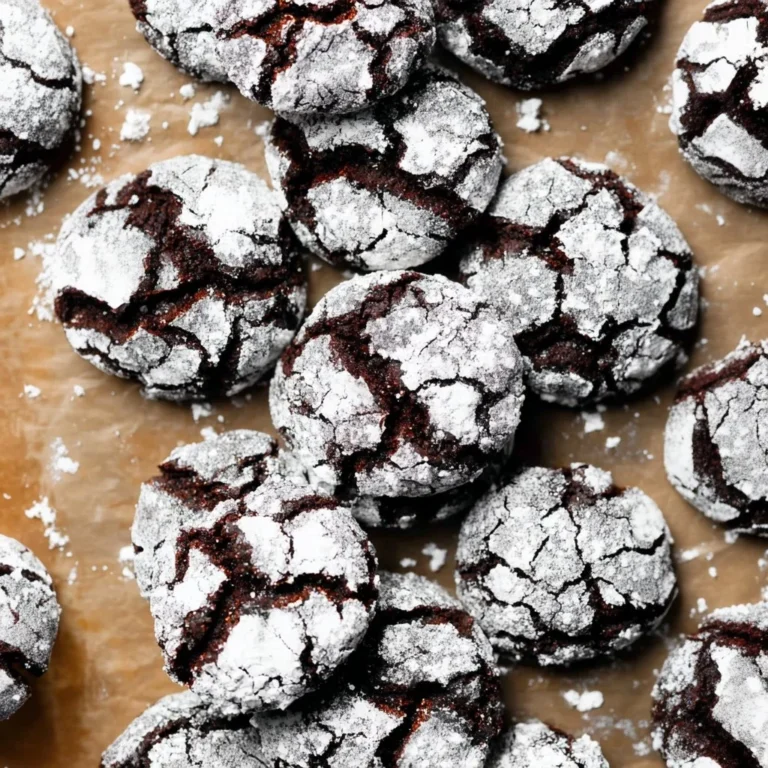 Delicious Double Chocolate Crinkle Cookies on a plate, ready to enjoy.