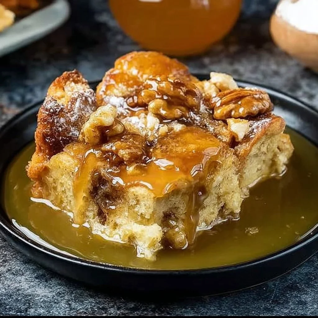 Delicious easy brioche bread pudding dessert with creamy texture