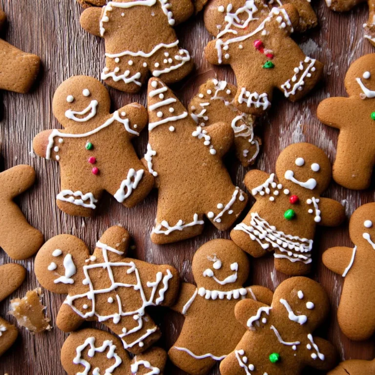 A plate of freshly baked gingerbread cookies decorated with icing.