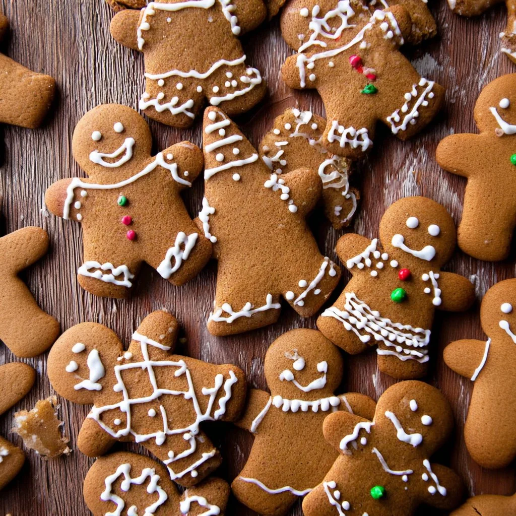 A plate of freshly baked gingerbread cookies decorated with icing.