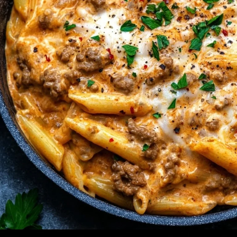 High protein creamy beef pasta dish perfect for quick weeknight meals.