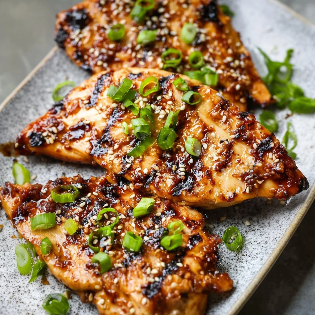 Korean grilled chicken breast marinated and grilled to perfection