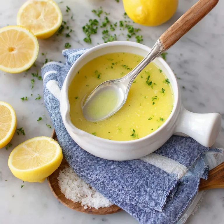 Creamy lemon butter sauce drizzled over grilled seafood and vegetables