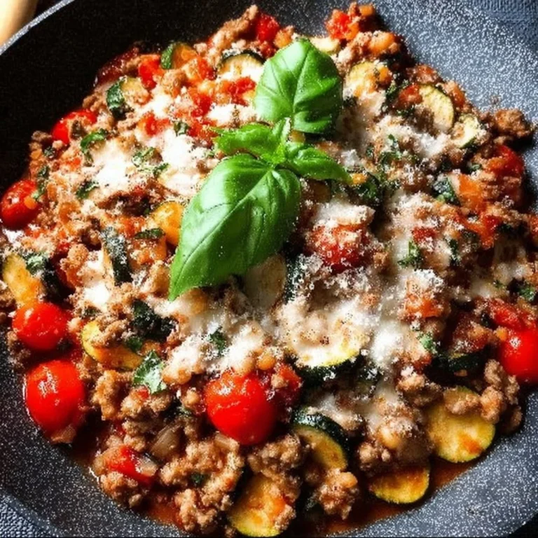 Low-carb Italian ground turkey skillet with vegetables in a skillet