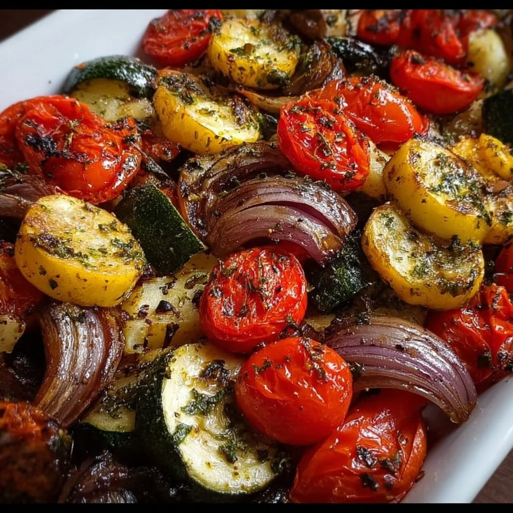 Mediterranean roasted vegetables, crispy and flavorful dish for healthy eating