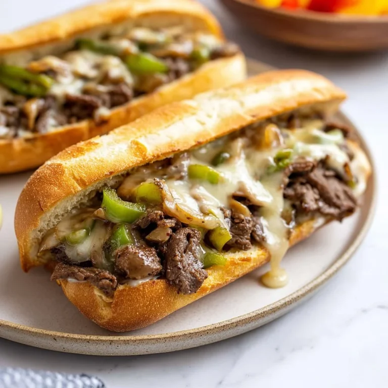 Delicious homemade Philly Cheesesteak sandwich with melted cheese and grilled steak