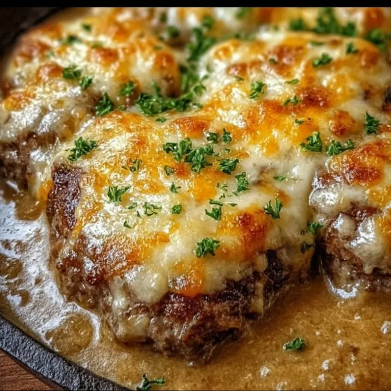 Amish Hamburger Steak Bake with vegetables in a casserole dish