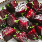 Delicious roasted beets on a plate, a healthy dish for nutritious meals.