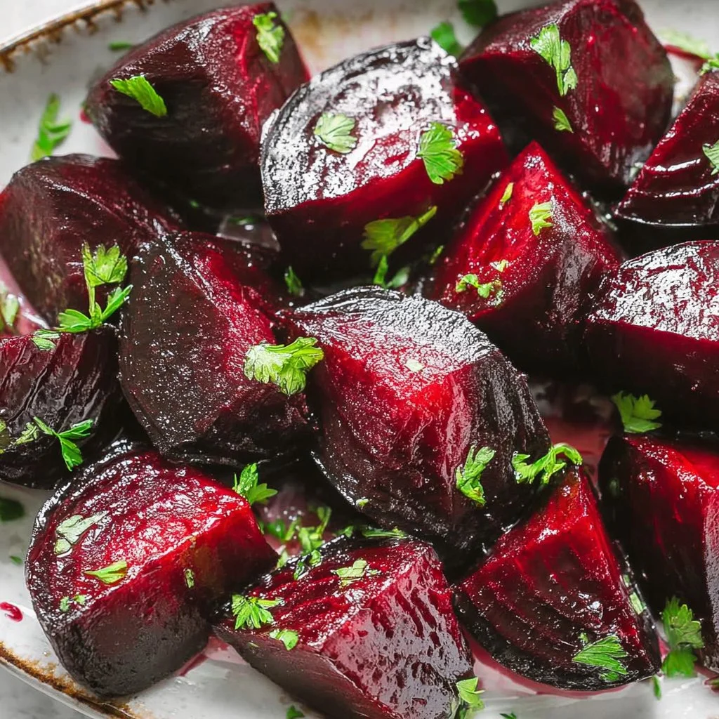 Delicious roasted beets on a plate, a healthy dish for nutritious meals.
