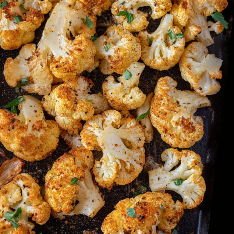 Deliciously roasted cauliflower served on a plate with herbs