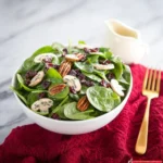 Spinach salad with creamy vinaigrette dressing and fresh vegetables