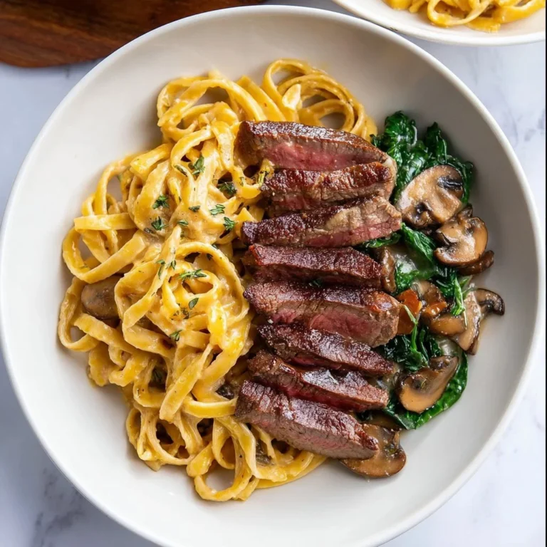 Delicious steak pasta dish with tender steak and creamy sauce