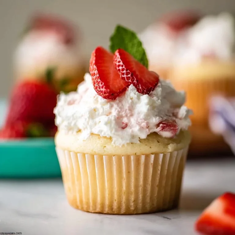 Strawberry Shortcake Cupcakes with fresh strawberries and frosting