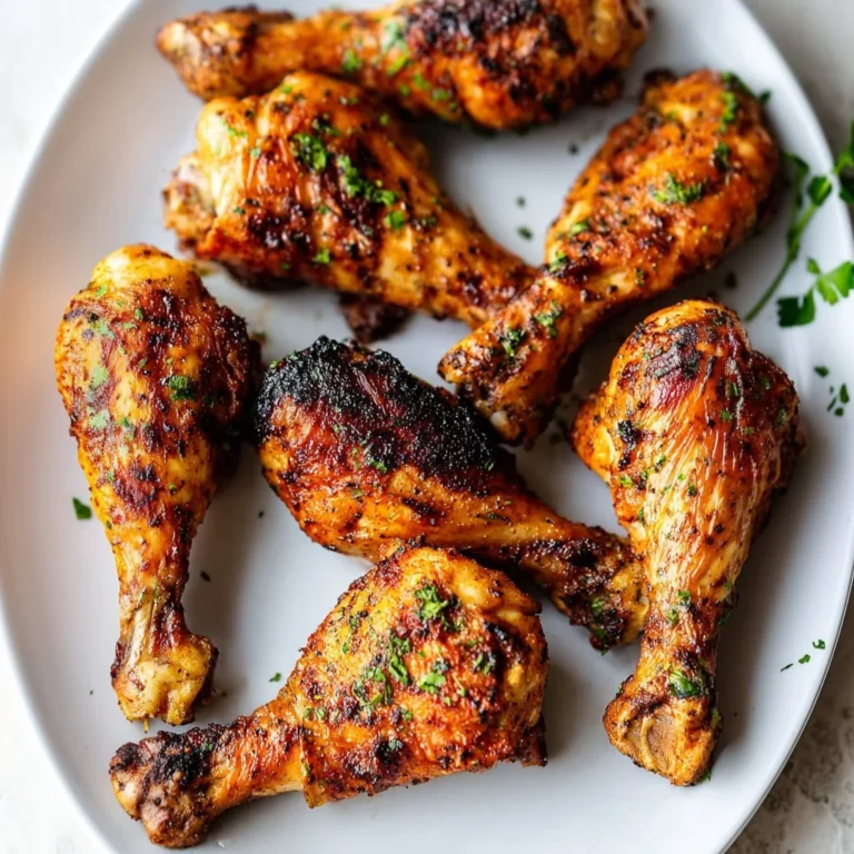 Crispy air fryer chicken legs served on a plate, showcasing their juicy texture.