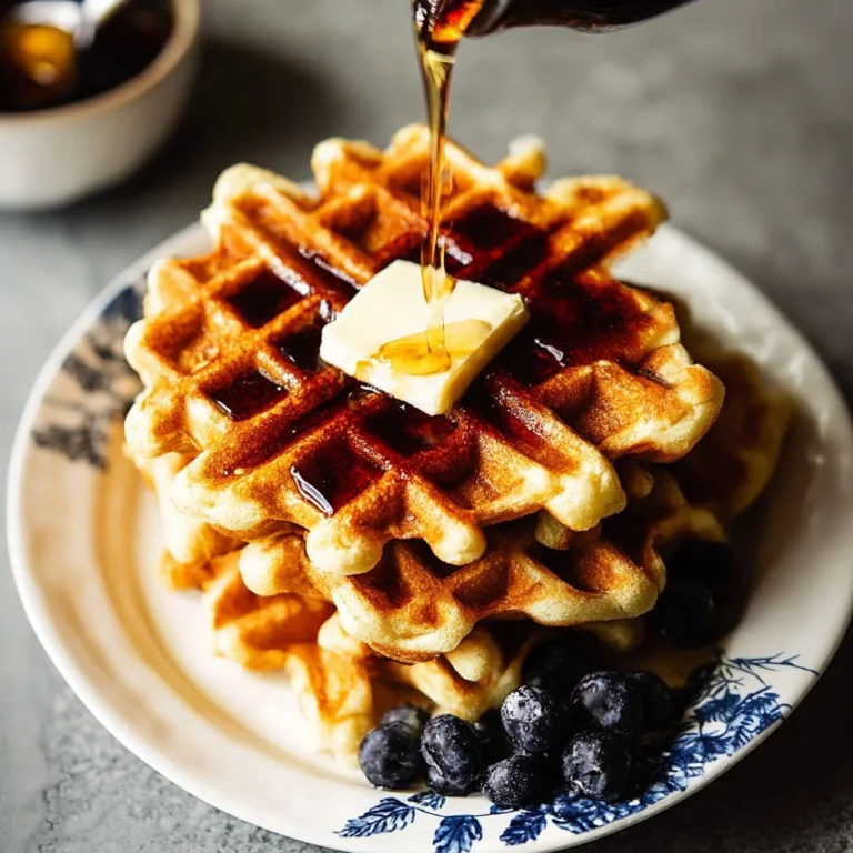 Delicious almond flour waffles topped with fresh berries