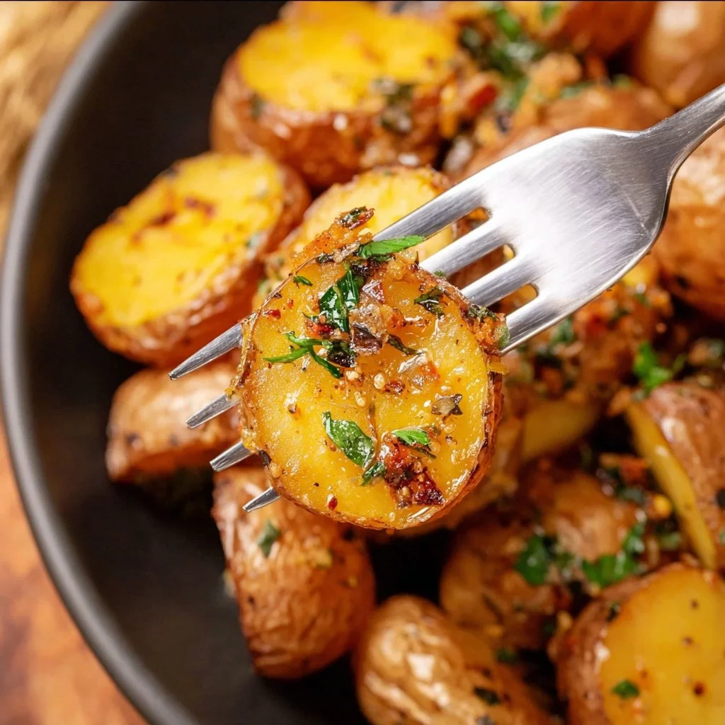 Delicious Cowboy Butter Potatoes served in a homestyle kitchen setting.