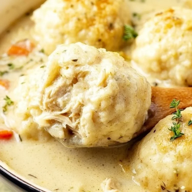 Creamy homemade chicken and dumplings served in a bowl