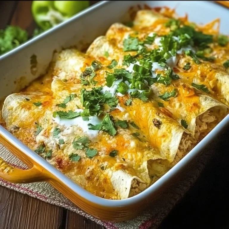 Delicious green enchiladas with chicken and cream cheese filling