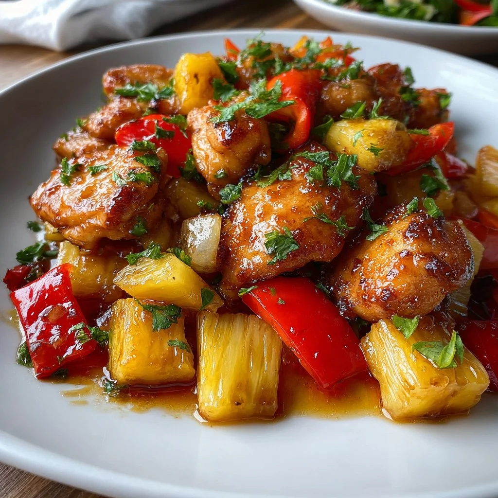 Hawaiian Chicken Sheet Pan dinner, a sweet and savory recipe for easy weeknight meals