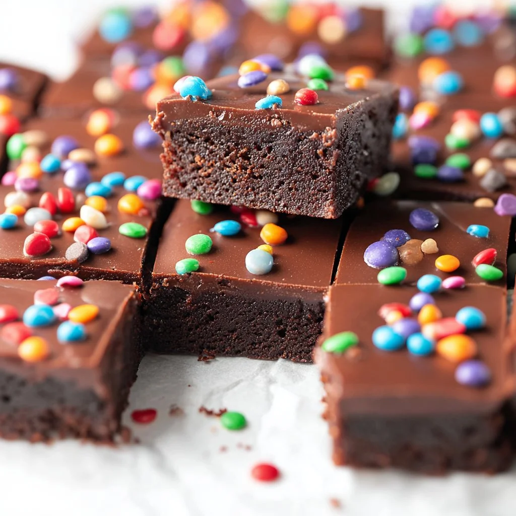 Delicious homemade cosmic brownies topped with colorful sprinkles