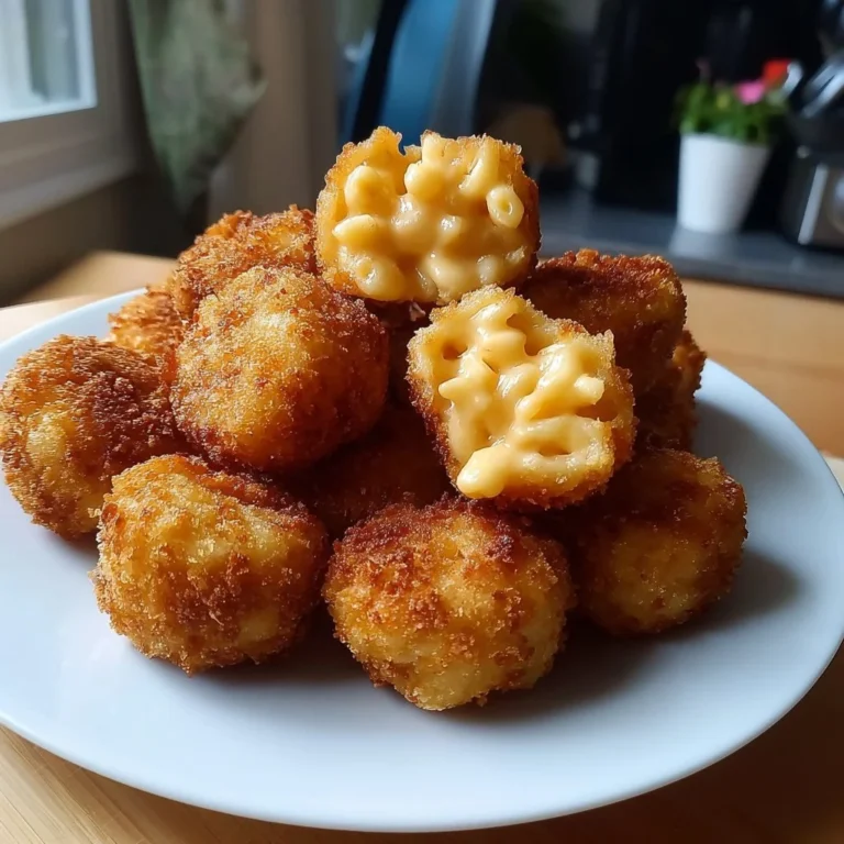 Plate of crispy fried mac and cheese bites served with dipping sauce