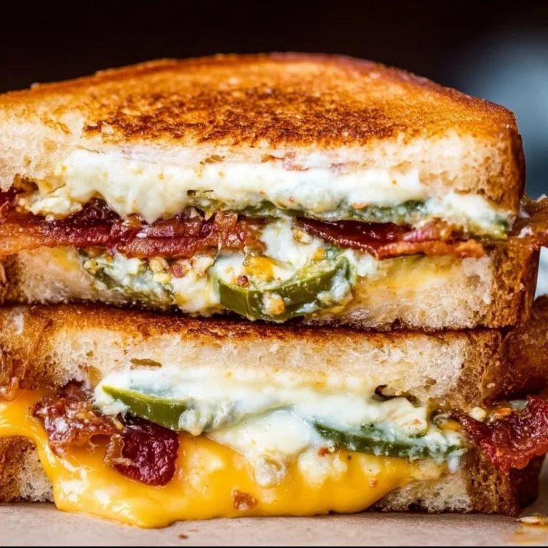 Roasted jalapeno popper grilled cheese sandwich with melted cheese and peppers.