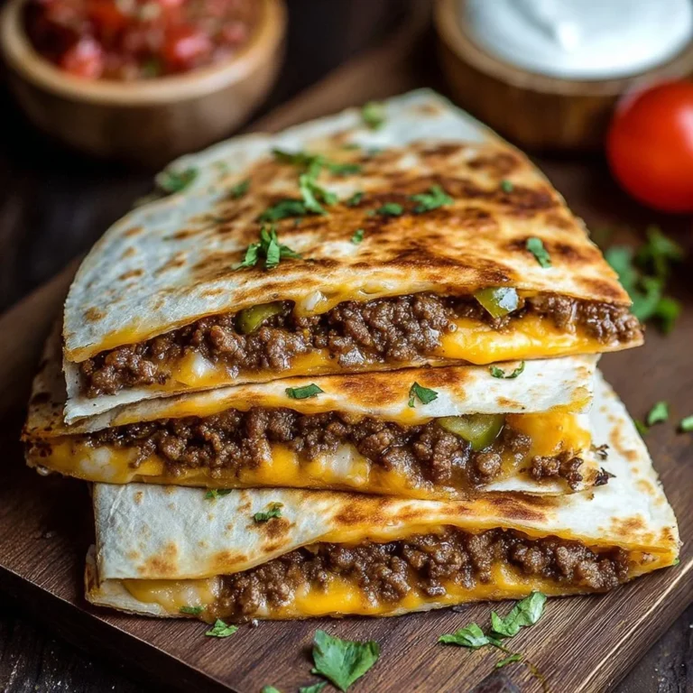 Smashburger Quesadillas served with cheese and toppings on a plate