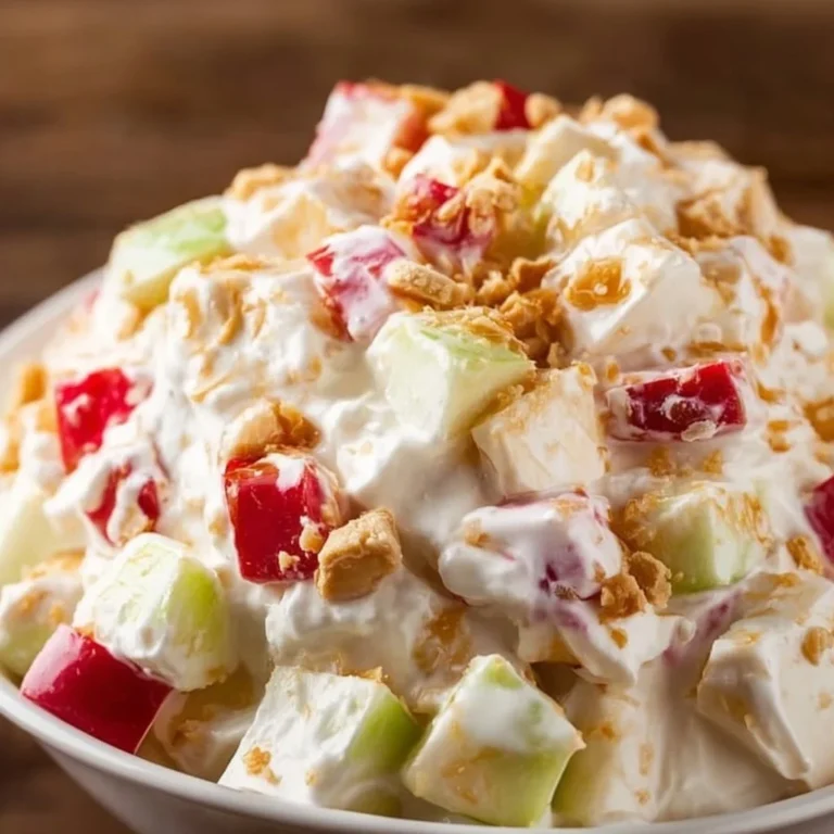 Taffy Apple Salad Delight with apples, caramel, and nuts in a bowl