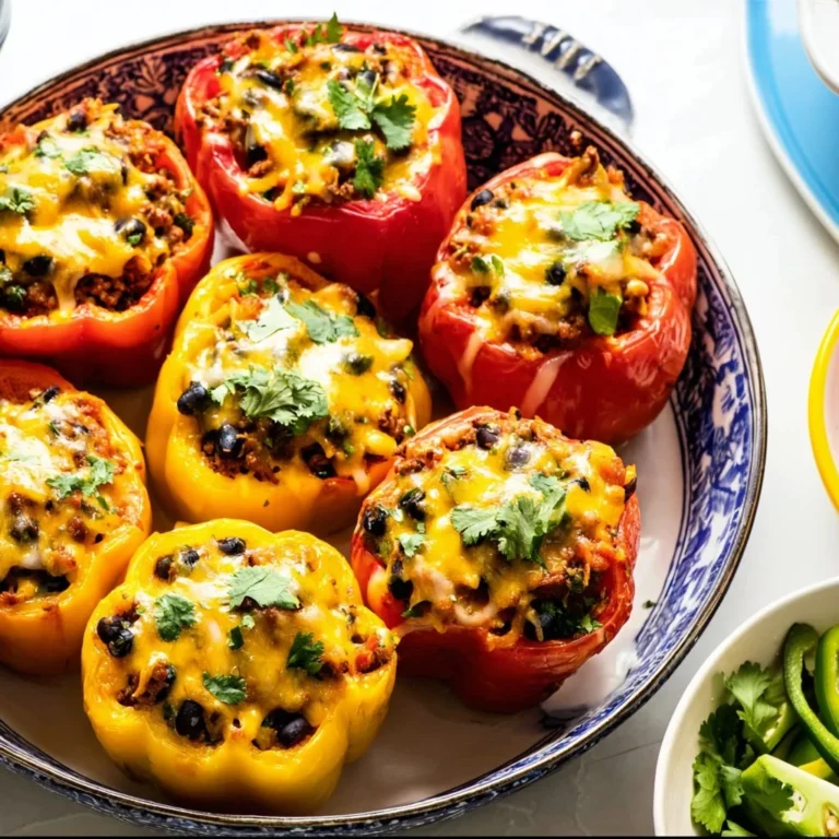 Delicious Mexican stuffed peppers filled with savory ingredients on a plate