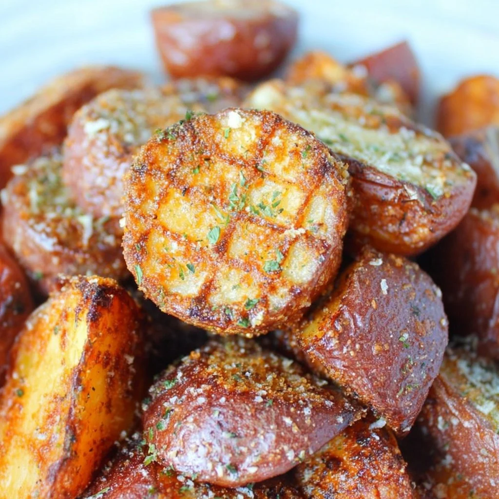 Golden Parmesan roasted potatoes served as a comforting side dish.