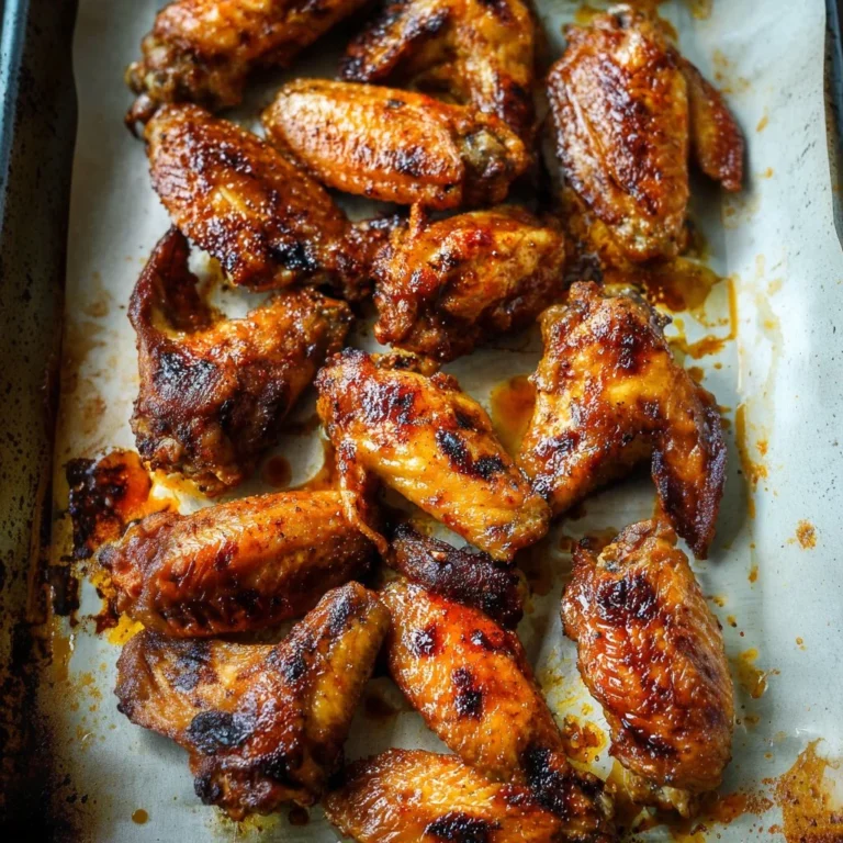 Delicious grilled chicken wings served with dipping sauce and garnishes