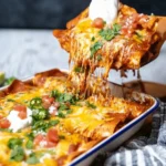 Easy chicken enchiladas topped with cheese and fresh cilantro
