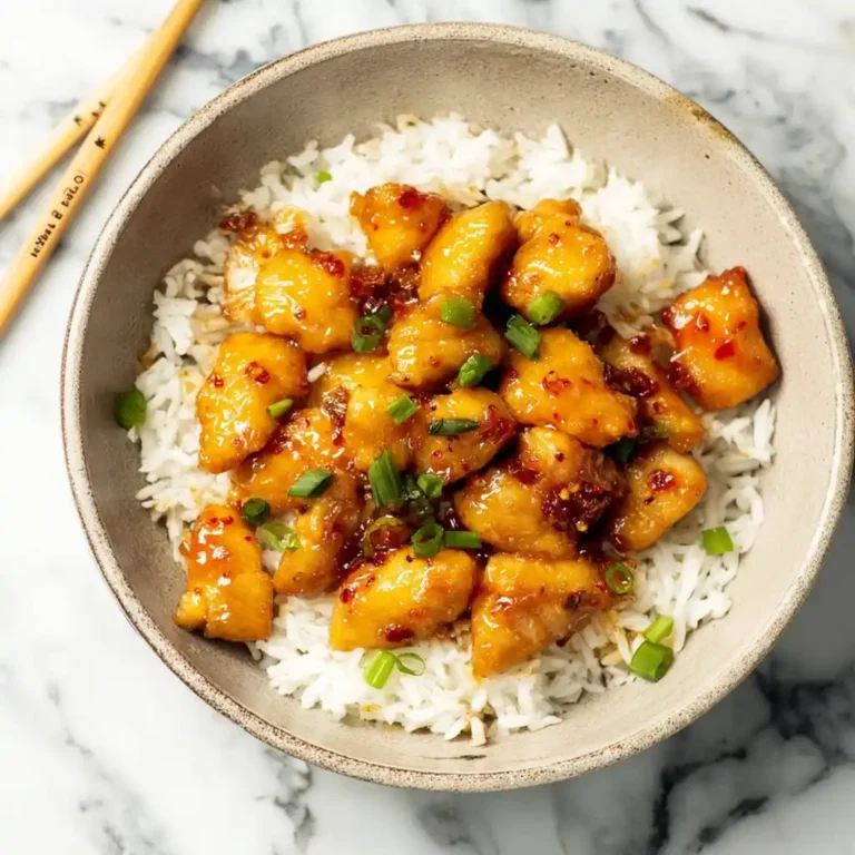 Delicious honey chicken dish garnished beautifully