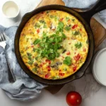 Delicious vegetable frittata served on a plate, ideal for healthy mornings.